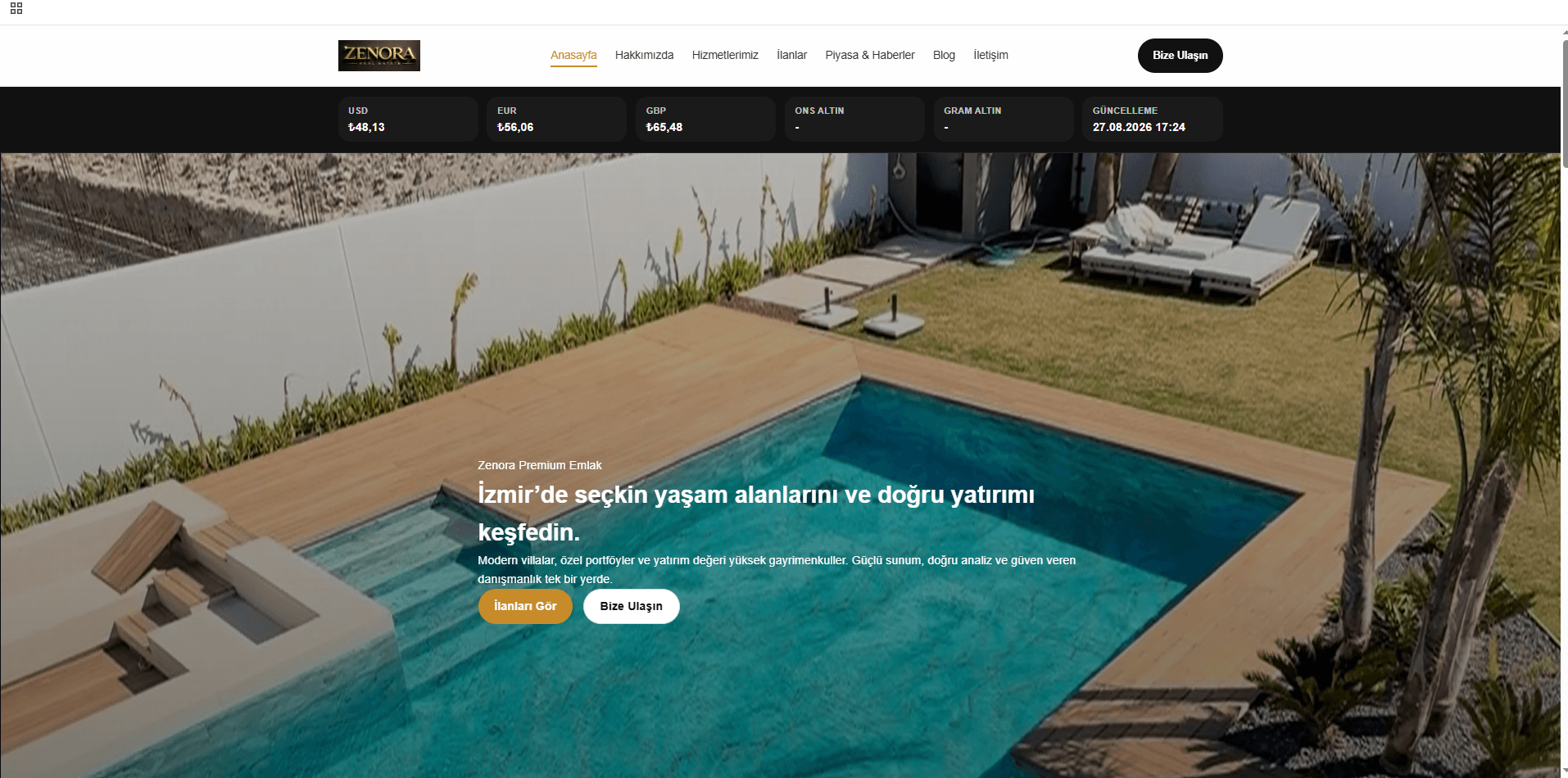 Zenora Real Estate dijital projeler web tasarım çalışması